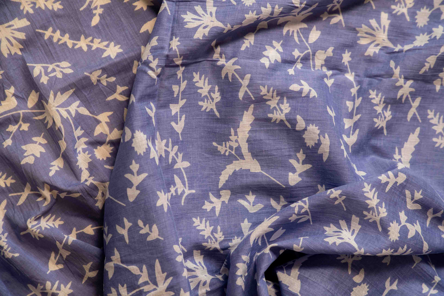 Bagru Handloom Mul Mul Cotton Saree – Light Blue Block Print