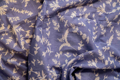 Bagru Handloom Mul Mul Cotton Saree – Light Blue Block Print