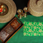 Table Runner Bright Green brocade /Silk Blend
