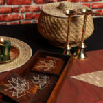 Table Runner Maroon  Silk Blend with brown Brocade