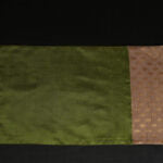 Table Runner Mehendi Green Silk Blend with brown Brocade