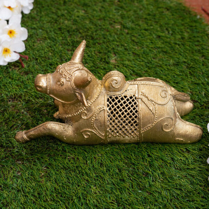 Dhokra Brass Nandi Bull, Tribal Home Decor