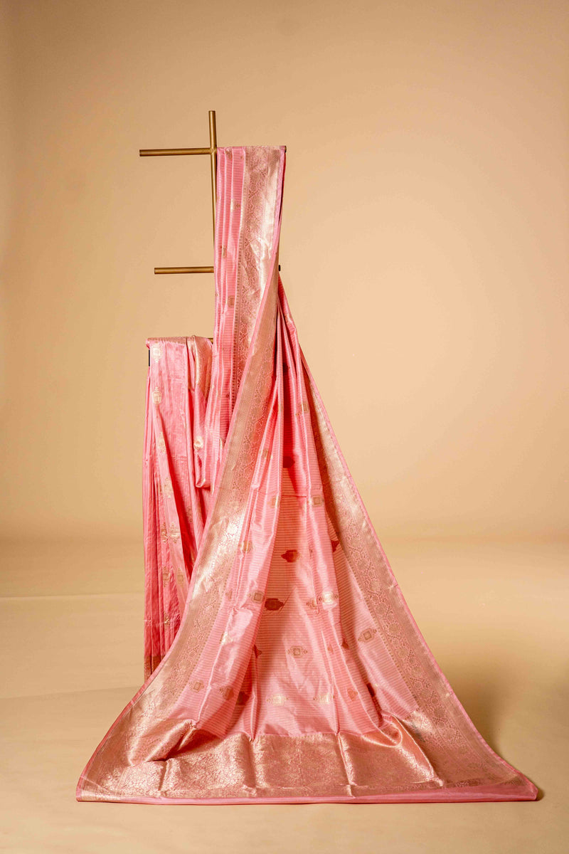 Pure Katan Banarasi Silk Saree, Flower Motif