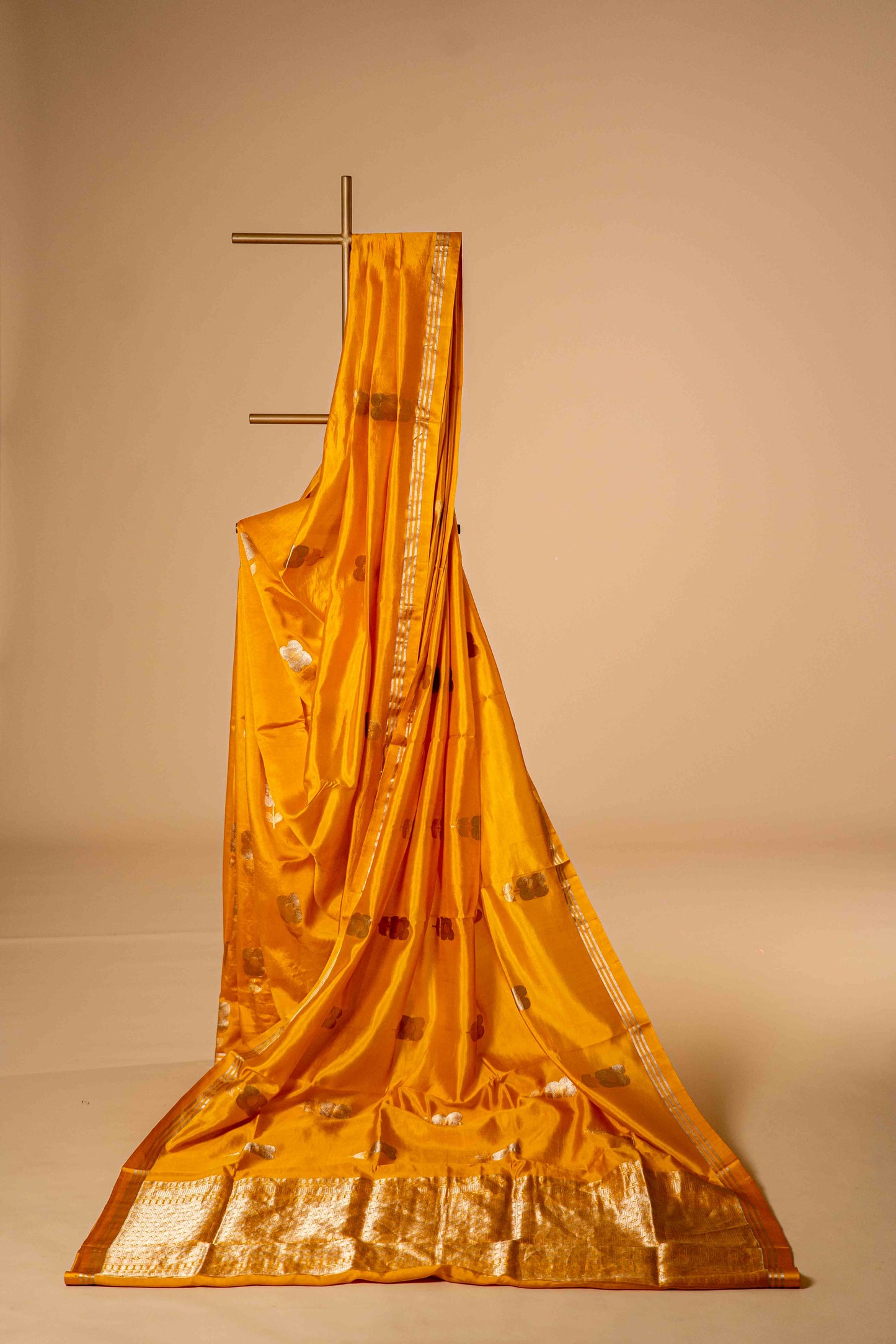 Pure crepe banarsi with golden traditional border