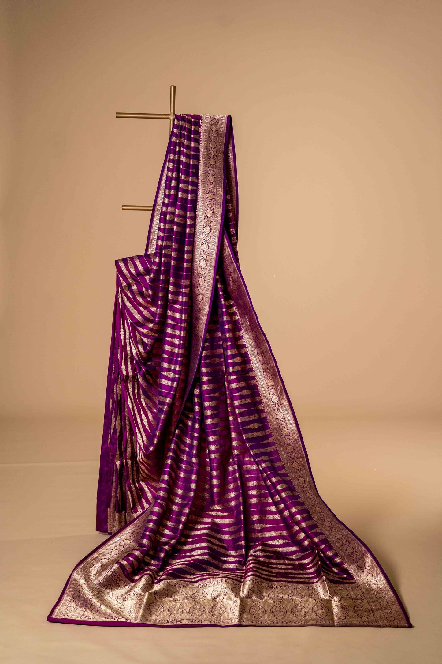 Pure Katan banarsi with intricate stripes