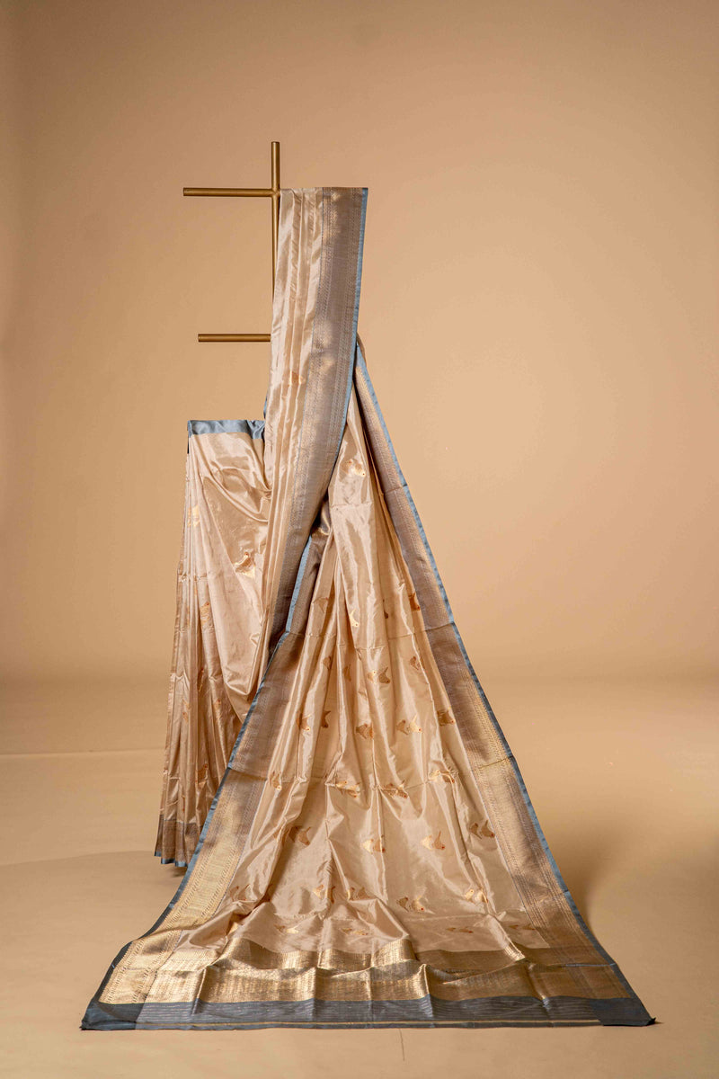 Pure Katan Banarasi Saree, Traditional Border