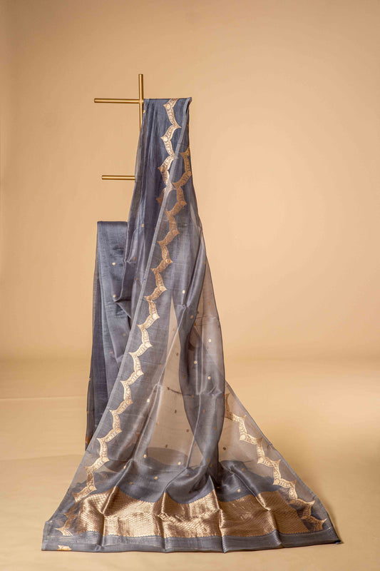 Pure Kora Silk Saree With Small Booti (all over the Saree) - Atulyakarigari
