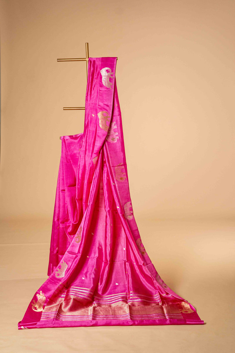 Pure Katan Banarasi Saree With Small Bird Motif - Atulyakarigari