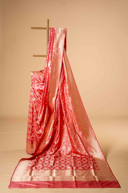 Pure Katan Banarsi Silk With Bel Zari Floral Work