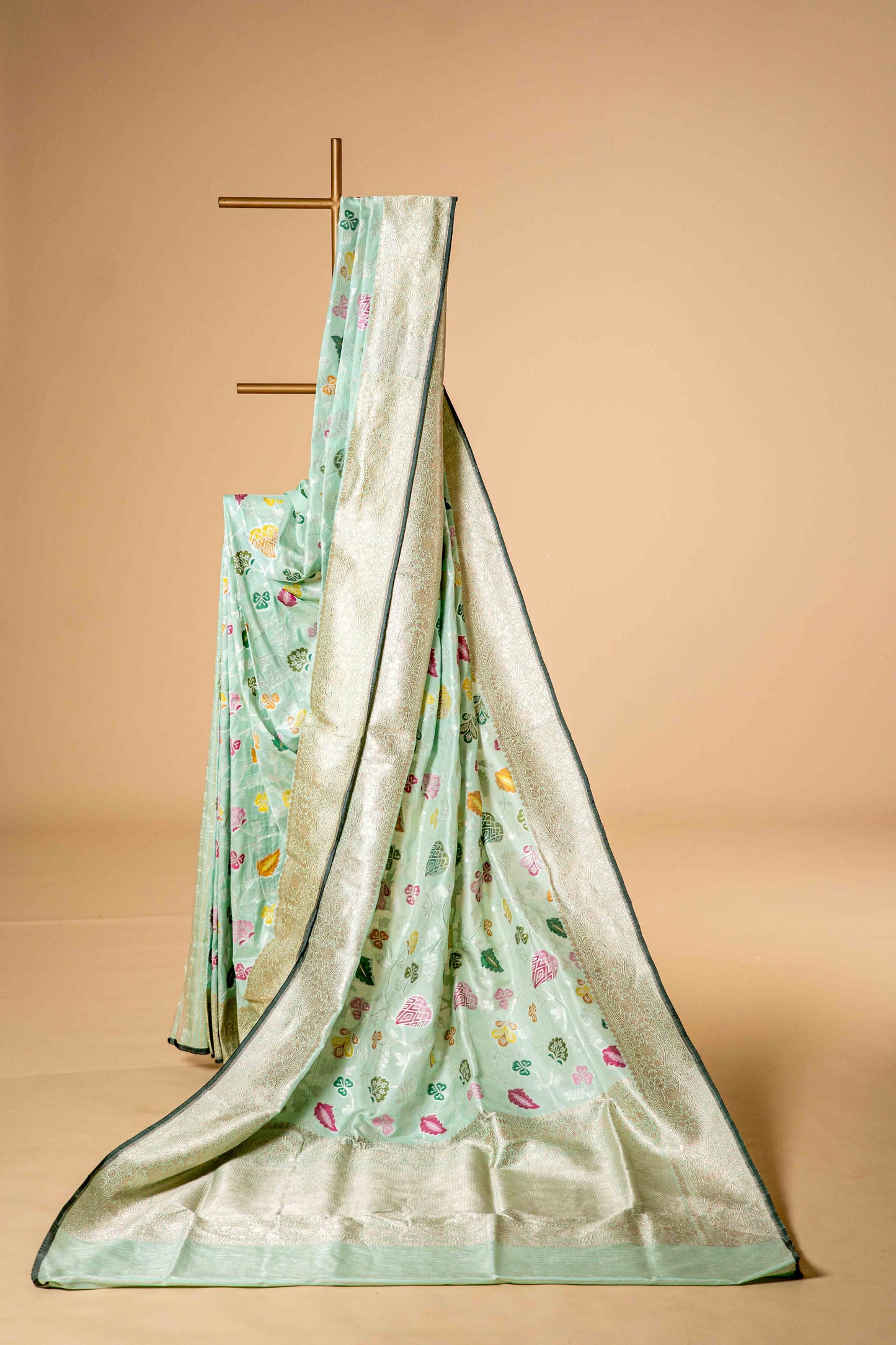 Pure Katan Banarsi Silk With Colourful Motif