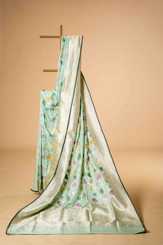 Pure Katan Banarsi Silk With Colourful Motif