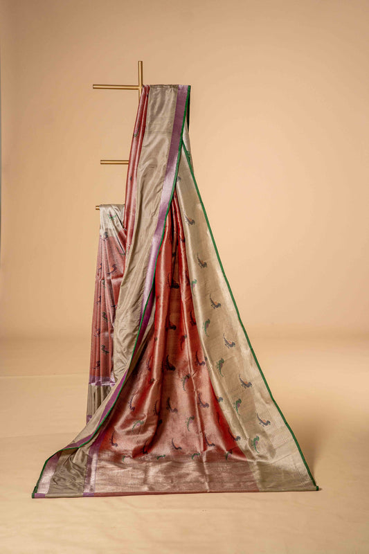 Pure Banarsi Katan Silk With Zari Weaving