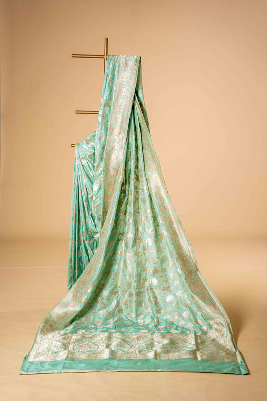 Pure Katan Banarsi Silk With Floral Bel Work