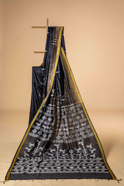 Pure Tusser Silk With Temple Border