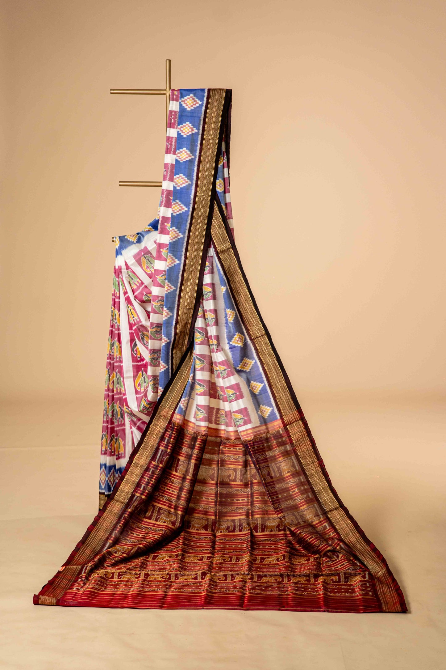 Pure Odisha Khandua Silk With Ikat Motif