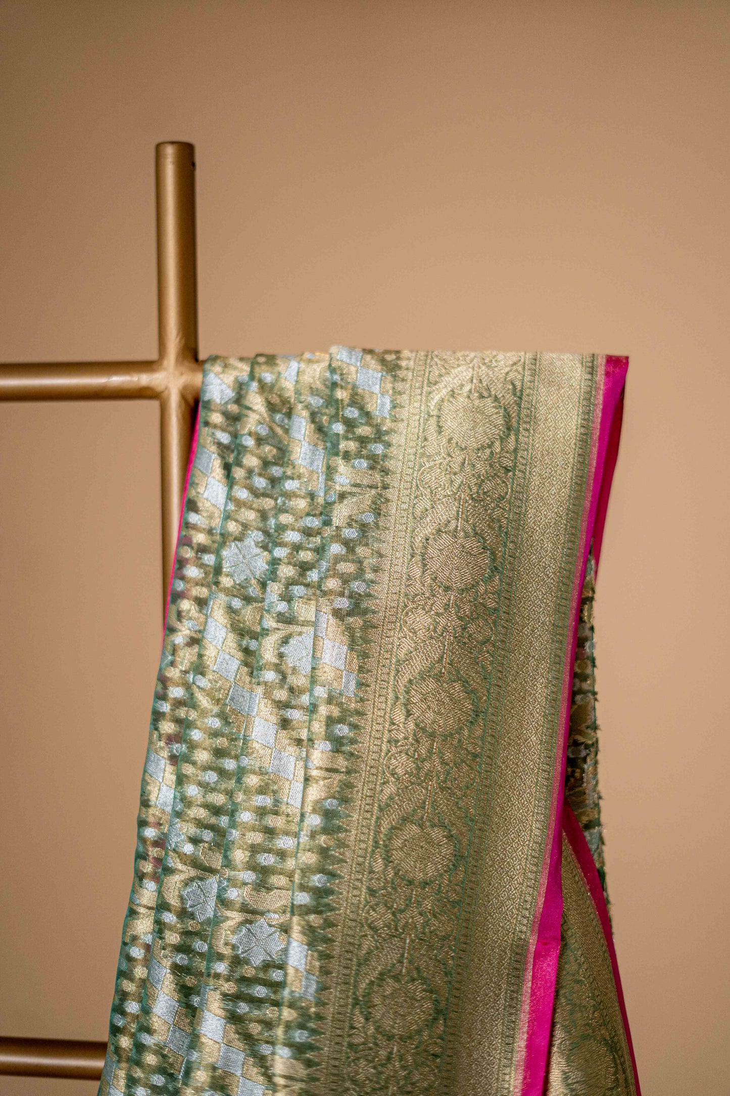 Olive Green Color Pure Kora Silk Saree