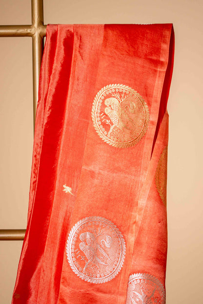 Pure Banarsi silk light weighted with small bird motif