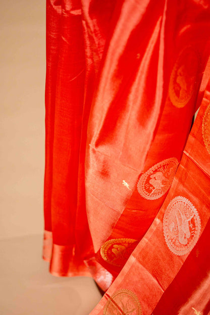 Pure Banarsi silk light weighted with small bird motif