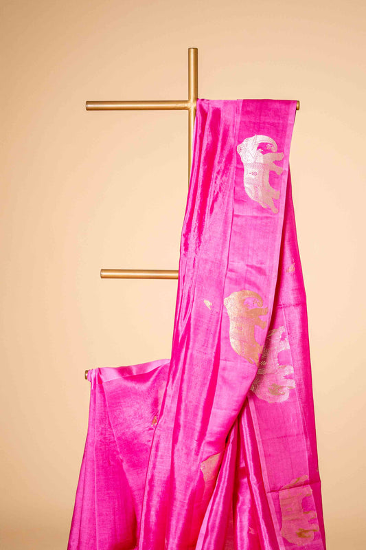 Pure Katan Banarasi Saree With Small Bird Motif - Atulyakarigari