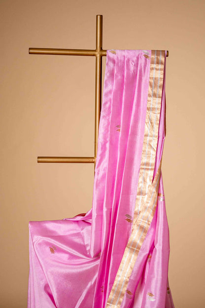 Pure Banarsi Katan Silk With Small Leaf Motif