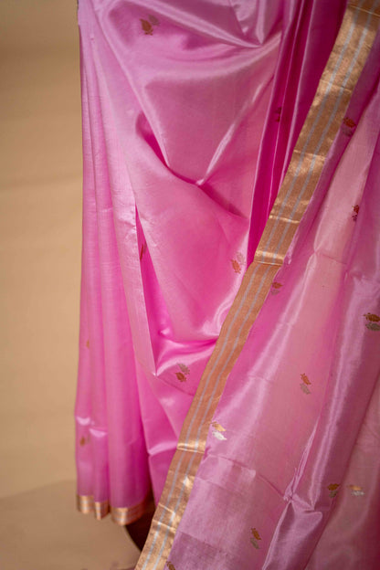 Pure Banarsi Katan Silk With Small Leaf Motif