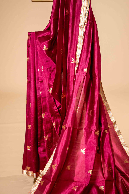 Pure Katan Banarasi Saree With Traditional Border - Atulyakarigari