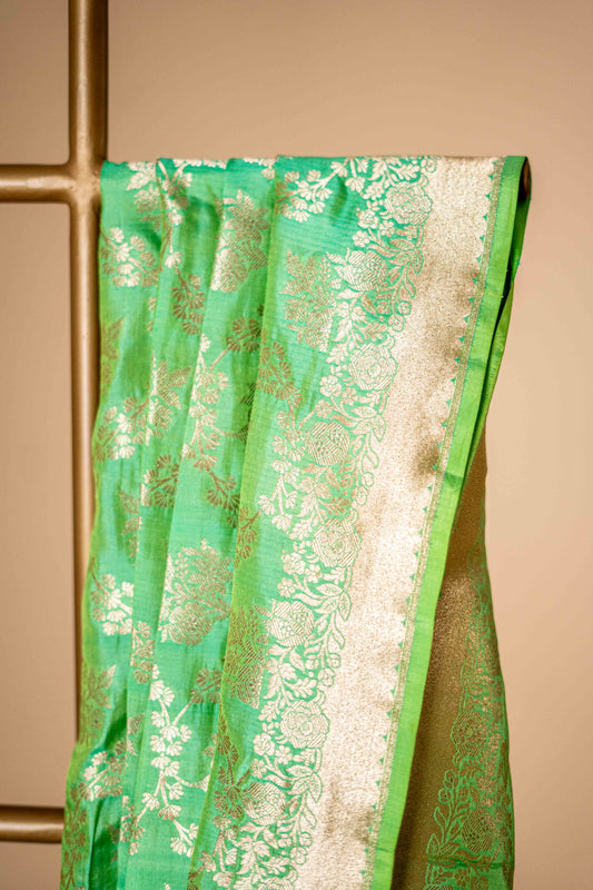 Pure Banarasi Katan Silk Saree with Bel Work - Atulyakarigari
