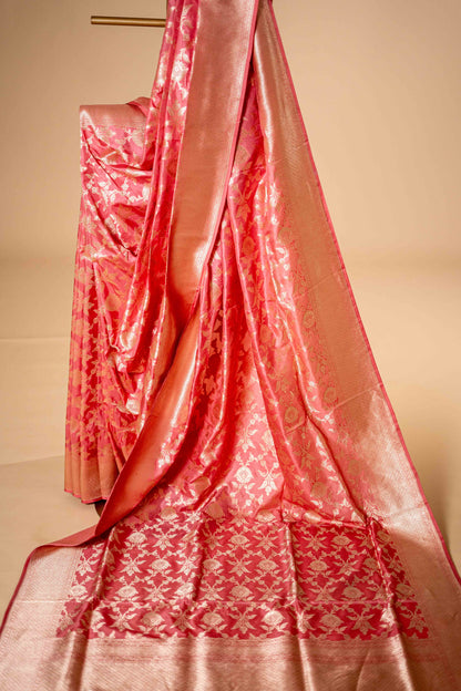 Pure Katan Banarsi Silk With Bel Zari Floral Work