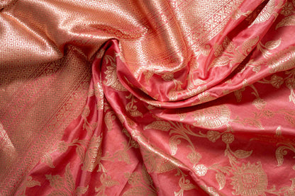 Pure Katan Banarsi Silk With Bel Zari Floral Work