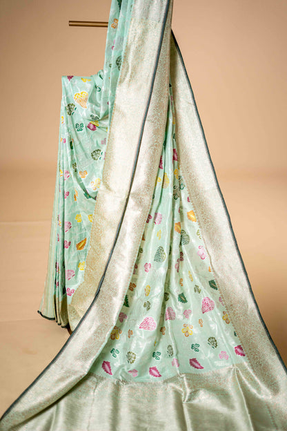 Pure Katan Banarsi Silk With Colourful Motif