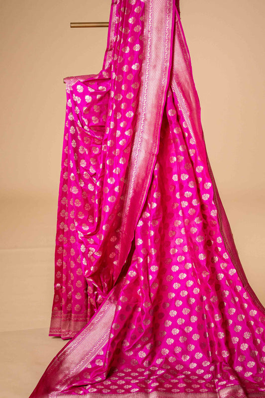 Pure Katan Banarasi Saree With Small Motif - Atulyakarigari