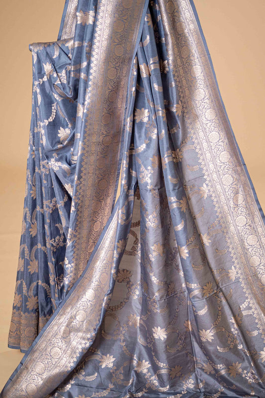 Pure Katan Banarasi Saree With Bel Zari Work - Atulyakarigari