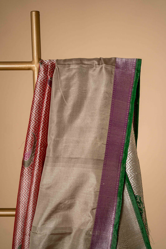Pure Banarasi Katan Silk Saree With Zari Weaving - Atulyakarigari