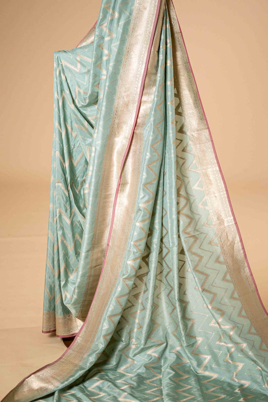 Pure Katan Banarasi Saree With Mountain Zari Work - Atulyakarigari