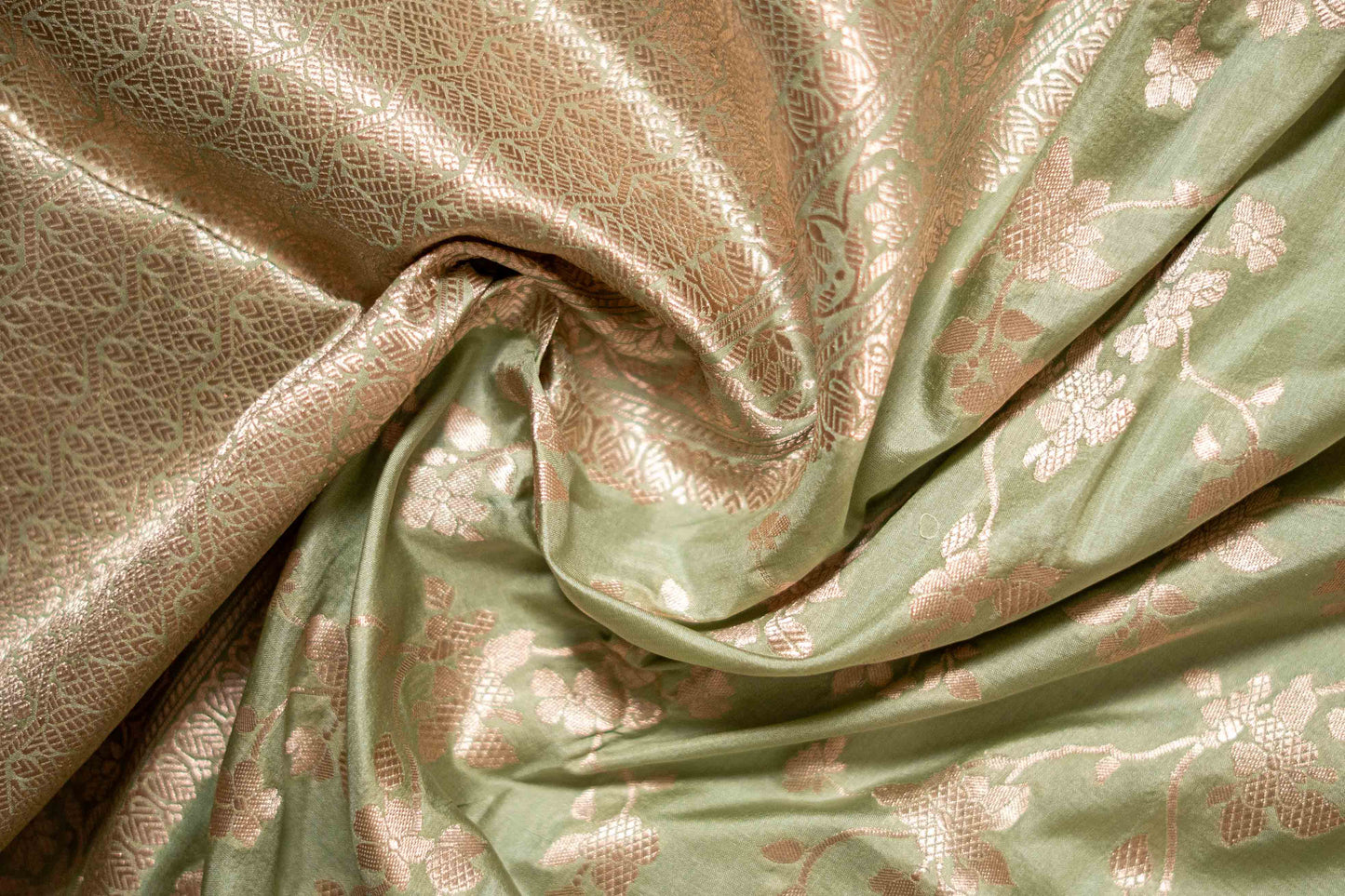 Pure Katan Banarsi Silk with floral bel work