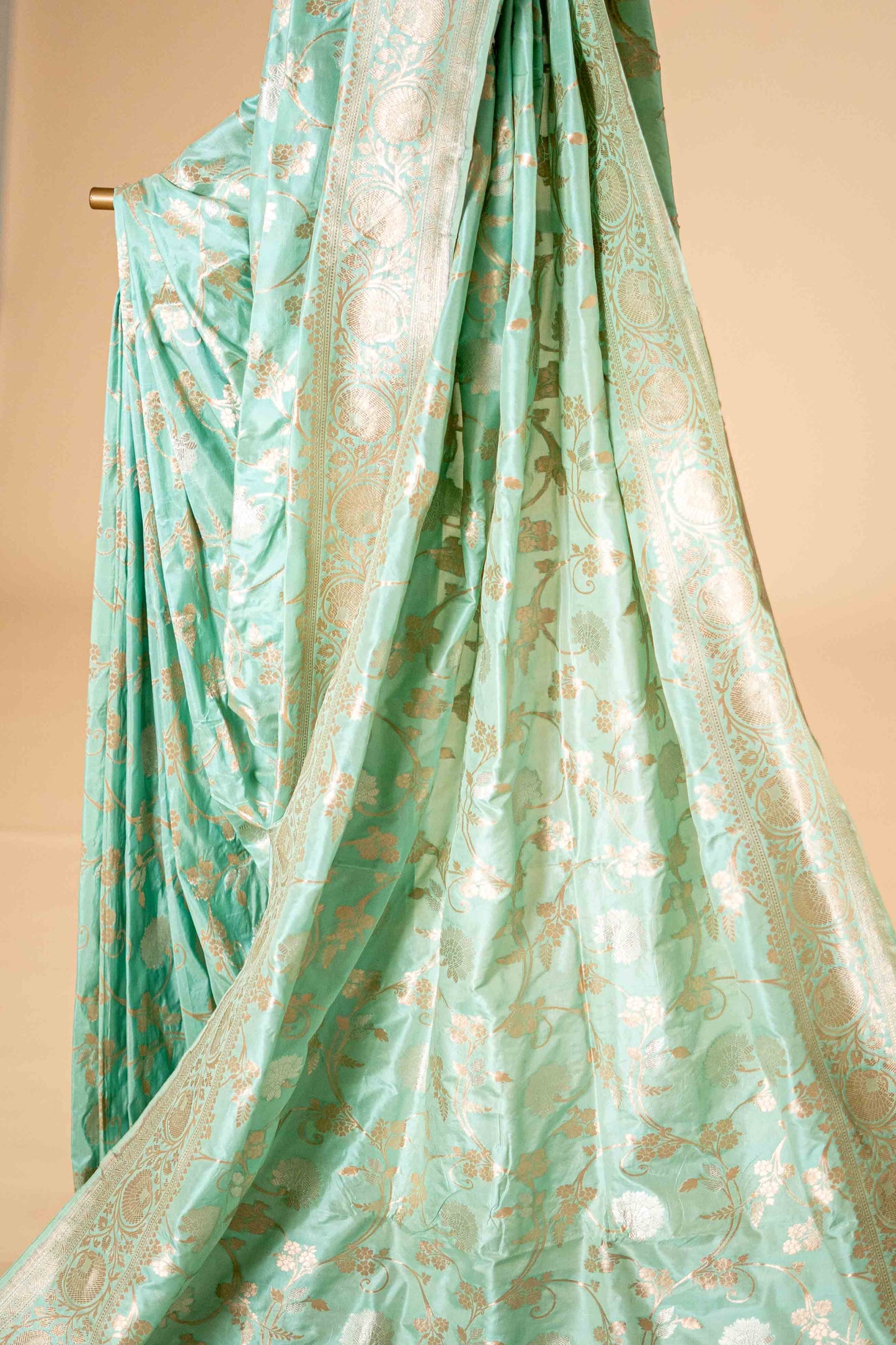 Pure Katan Banarsi Silk With Floral Bel Work