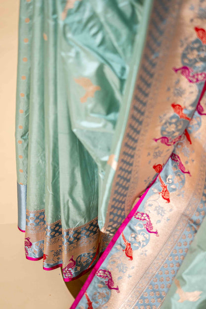 Sky Blue - Pure Katan Banarsi Silk