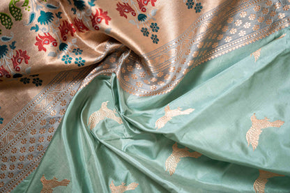 Sky Blue - Pure Katan Banarsi Silk