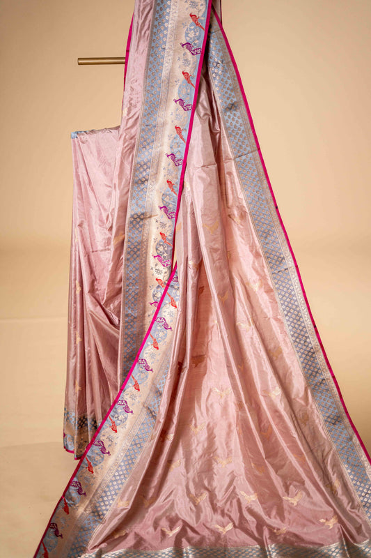 Pure Katan banarsi Saree with traditional border - Atulyakarigari