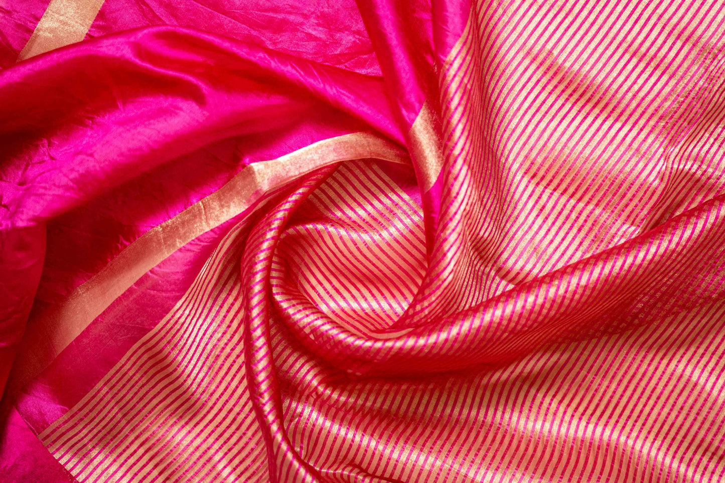 Magenta Tissue Banarsi Silk with Zari Stripes