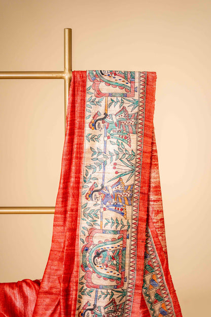 Madhubani Pure Tusser Silk Saree