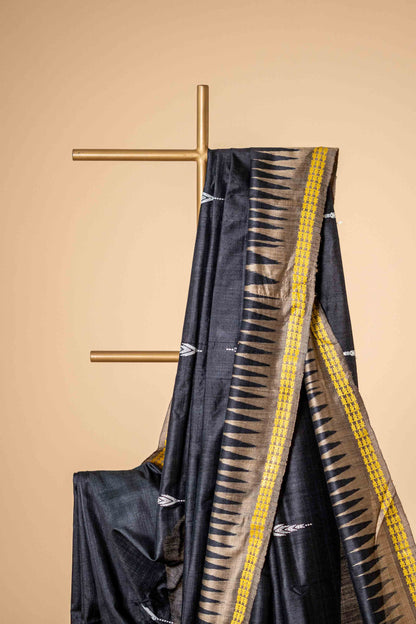 Pure Tusser Silk With Temple Border