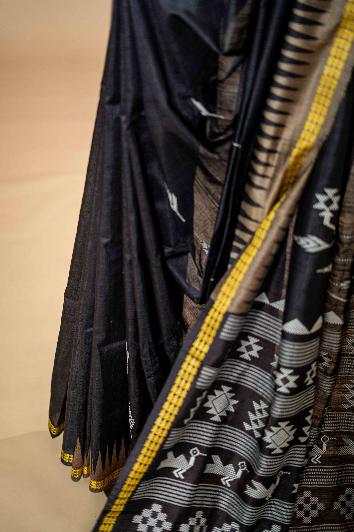 Pure Tusser Silk With Temple Border