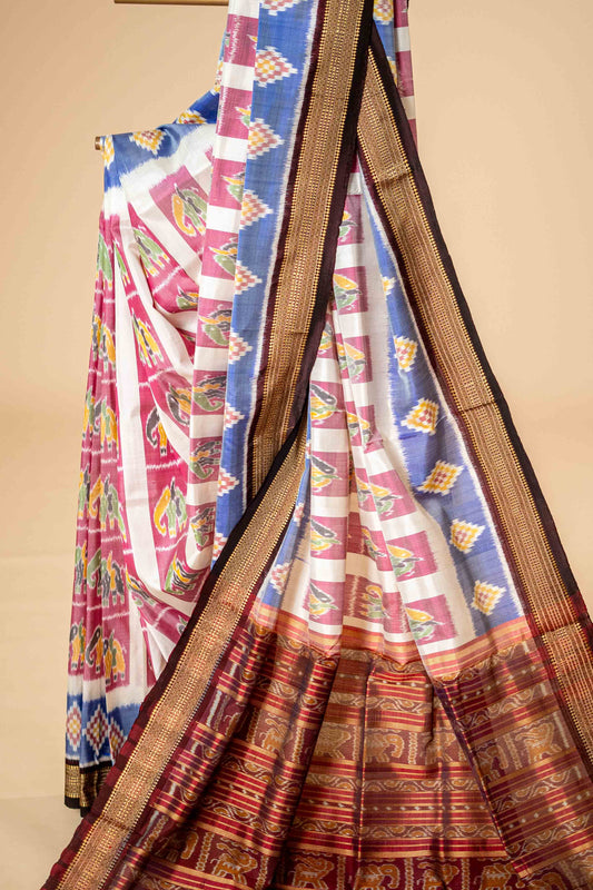 Pure Odisha Khandua Silk Saree With Ikat Motif - Atulyakarigari