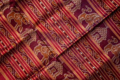Pure Odisha Khandua Silk With Hut Ikat Motif