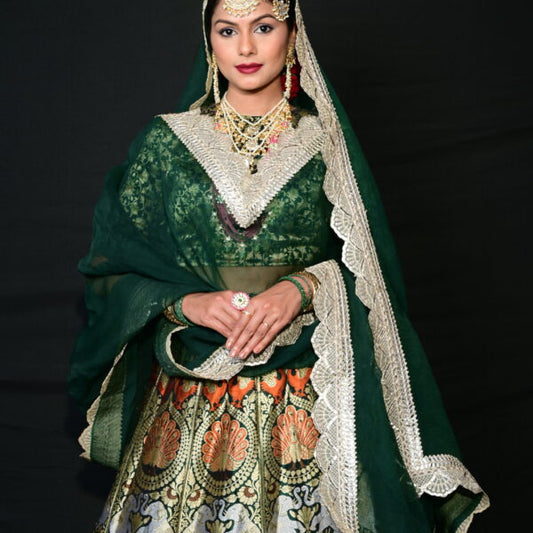 Banarsi Green Lehenga