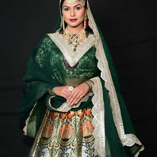 banarasi Green Lehenga
