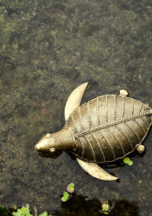 Dhokra Brass Winged Turtle, Tribal Home Decor