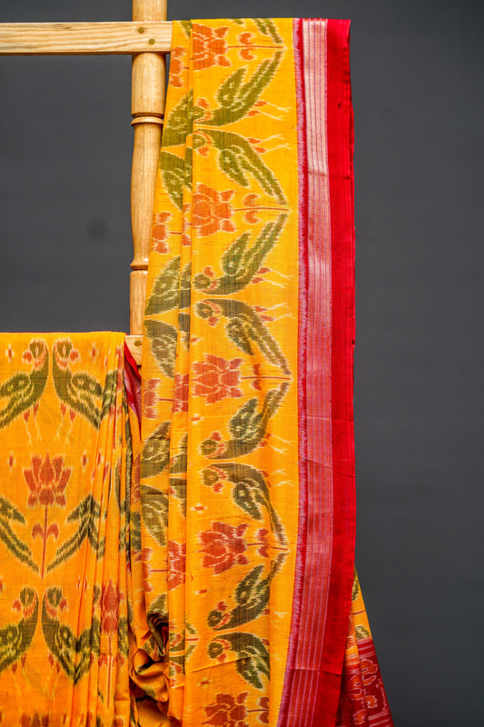 Sambalpuri Cotton Saree (Yellow) - Atulyakarigari