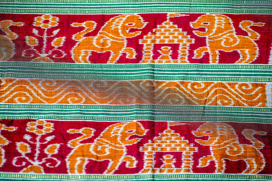 Sambalpuri Cotton Saree (Soft Grey Body with Light Pink and Off-White ) - Atulyakarigari